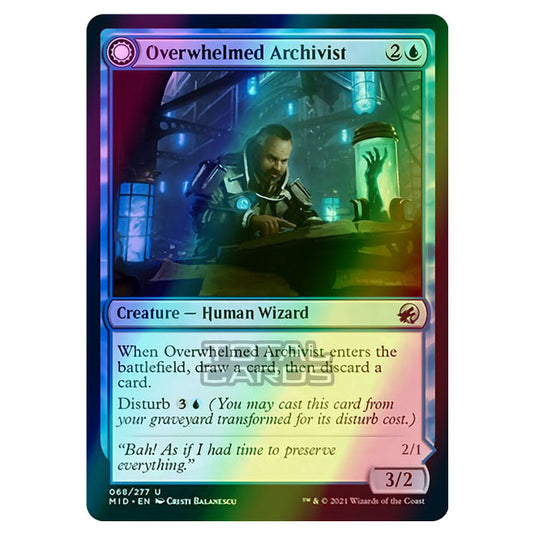 Magic The Gathering - Innistrad - Midnight Hunt - Overwhelmed Archivist // Archive Haunt - 68/277 (Foil)