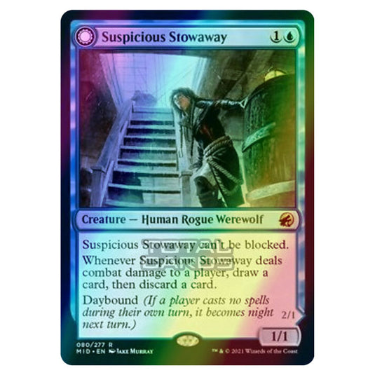 Magic The Gathering - Innistrad - Midnight Hunt - Suspicious Stowaway // Seafaring Werewolf - 80/277 (Foil)