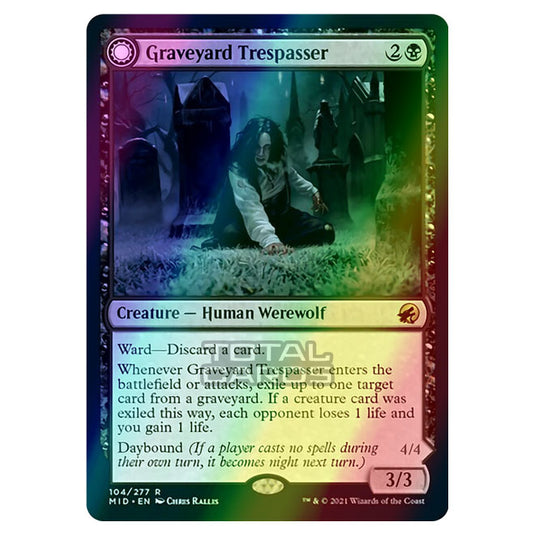 Magic The Gathering - Innistrad - Midnight Hunt - Graveyard Trespasser // Graveyard Glutton - 104/277 (Foil)