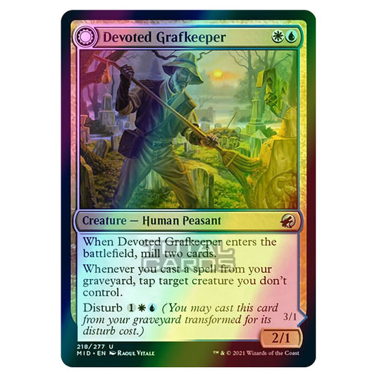 Magic The Gathering - Innistrad - Midnight Hunt - Devoted Grafkeeper // Departed Soulkeeper - 218/277 (Foil)