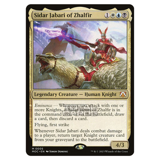 Magic The Gathering - March of the Machine - Commander - Sidar Jabari of Zhalfir- 0005