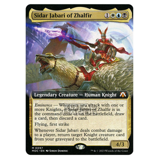 Magic The Gathering - March of the Machine - Commander - Sidar Jabari of Zhalfir (Extended Art Card) - 0097