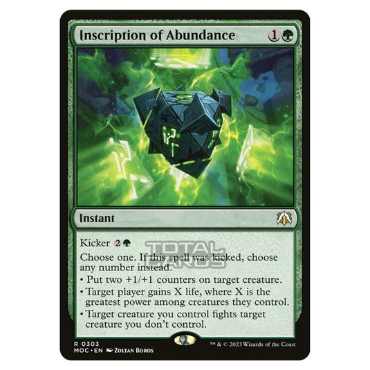 Magic The Gathering - March of the Machine - Commander - Inscription of Abundance - 0303