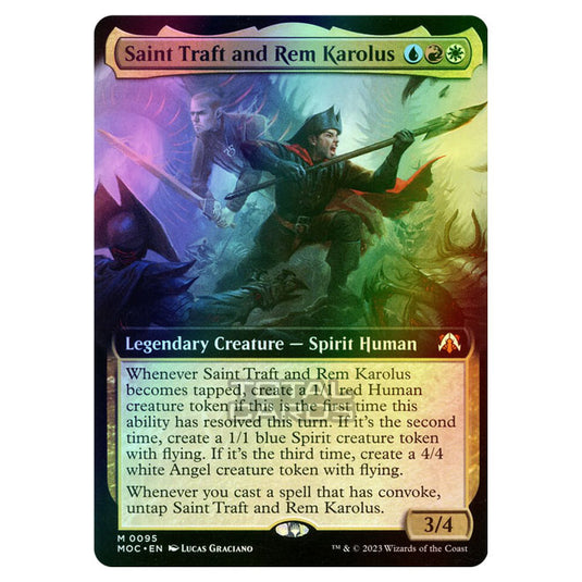 Magic The Gathering - March of the Machine - Commander - Saint Traft and Rem Karolus (Extended Art Card)  - 0095 (Foil)