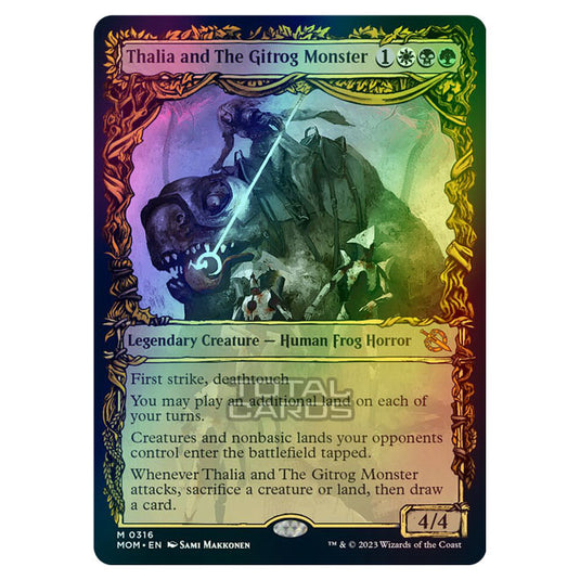 Magic The Gathering - March of the Machine - Thalia and The Gitrog Monster (Showcase Card)  - 0316 (Foil)