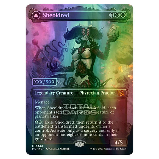 Magic The Gathering - March of the Machine - Sheoldred / The True Scriptures (Extended Art Card)  - 0340 (Foil)