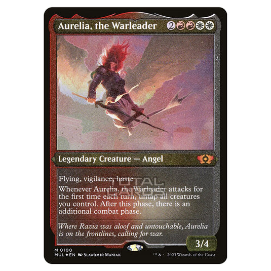 Magic The Gathering - Multiverse Legends - Aurelia, the Warleader (Etched Foil Card) - 0100