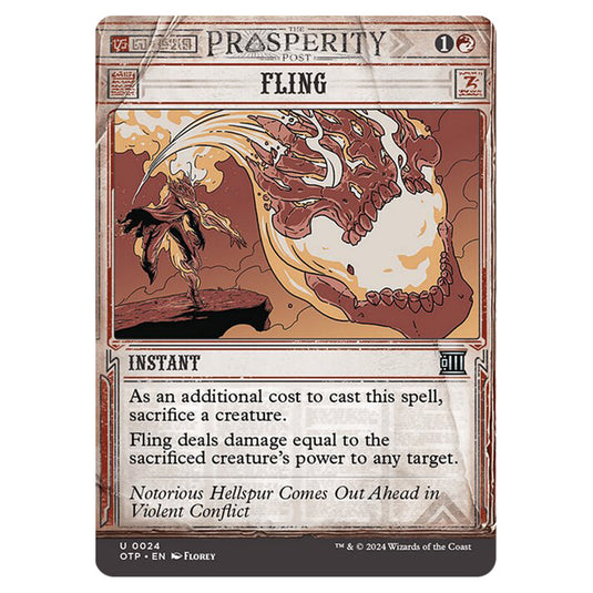 Magic The Gathering - Outlaws of Thunder Junction - Breaking News - Fling (Prosperity Showcase) - 0024 Magic The Gathering - Outlaws of Thunder Junction - Breaking News - Fling (Prosperity Showcase) - 0024