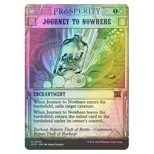 Magic The Gathering - Outlaws of Thunder Junction - Breaking News - Journey to Nowhere (Prosperity Showcase) - 0003 (Foil) Magic The Gathering - Outlaws of Thunder Junction - Breaking News - Journey to Nowhere (Prosperity Showcase) - 0003 (Foil)