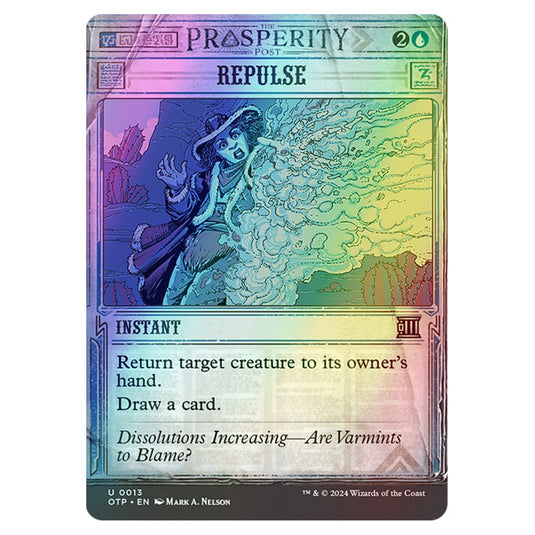 Magic The Gathering - Outlaws of Thunder Junction - Breaking News - Repulse (Prosperity Showcase) - 0013 (Foil)