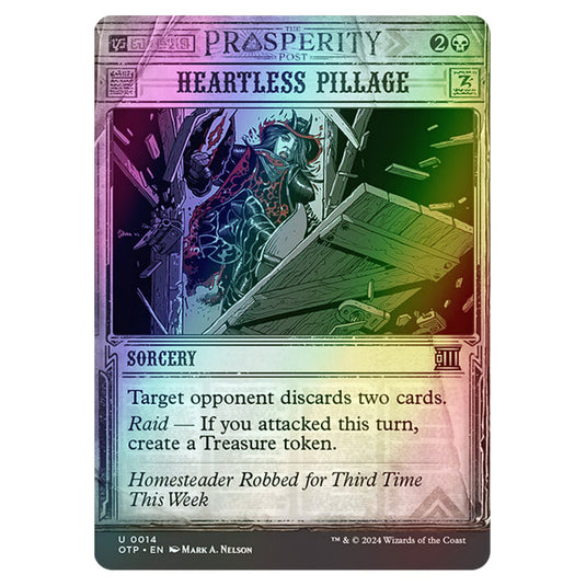 Magic The Gathering - Outlaws of Thunder Junction - Breaking News - Heartless Pillage (Prosperity Showcase) - 0014 (Foil)