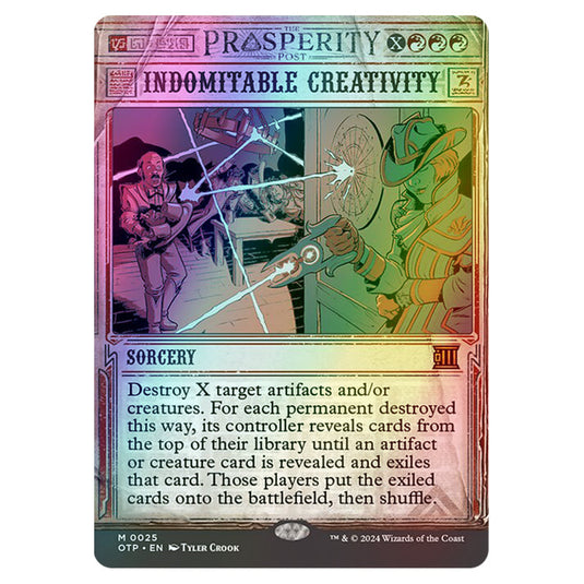 Magic The Gathering - Outlaws of Thunder Junction - Breaking News - Indomitable Creativity (Prosperity Showcase) - 0025 (Foil)