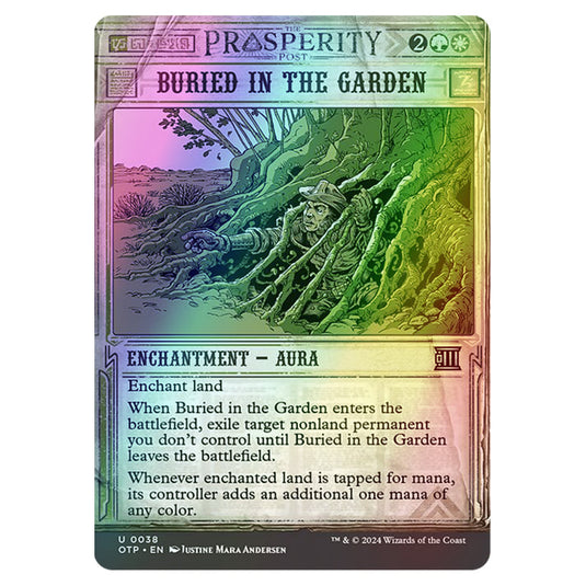 Magic The Gathering - Outlaws of Thunder Junction - Breaking News - Buried in the Garden (Prosperity Showcase) - 0038 (Foil)