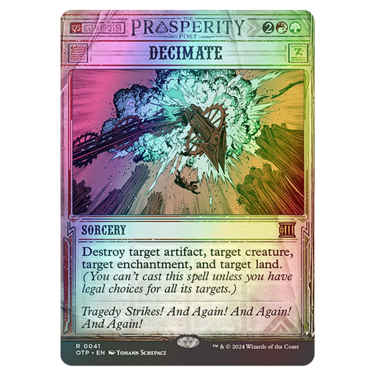 Magic The Gathering - Outlaws of Thunder Junction - Breaking News - Decimate (Prosperity Showcase) - 0041 (Foil)