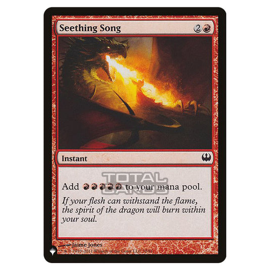 mtg cards like seething song Reiterate, Seething Song, Runaway Steam-Kin, and Ruby Medallion Combo
