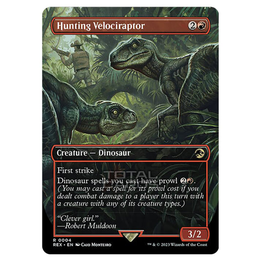 Magic The Gathering - The Lost Caverns of Ixalan - Jurassic World Collection - Hunting Velociraptor (Borderless Card) - 0004