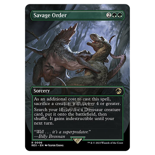 Magic The Gathering - The Lost Caverns of Ixalan - Jurassic World Collection - Savage Order (Borderless Card) - 0006