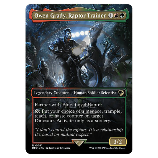 Magic The Gathering - The Lost Caverns of Ixalan - Jurassic World Collection - Owen Grady, Raptor Trainer (Embossed Foil Card) - 0041