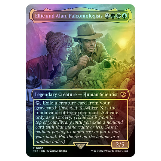 Magic The Gathering - The Lost Caverns of Ixalan - Jurassic World Collection - Ellie and Alan, Paleontologists (Borderless Card) - 0010 (Foil)