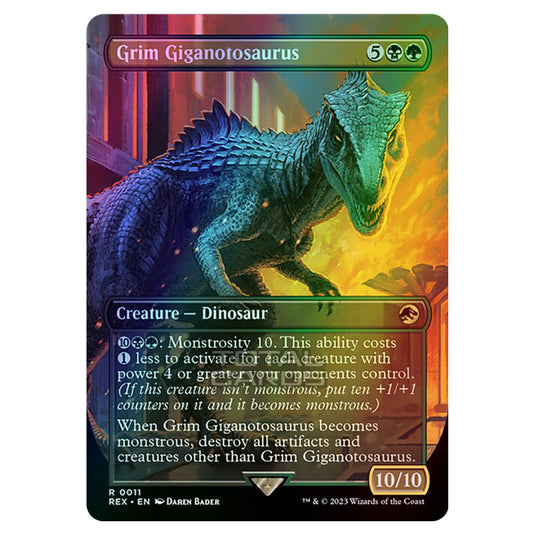 Magic The Gathering - The Lost Caverns of Ixalan - Jurassic World Collection - Grim Giganotosaurus (Borderless Card) - 0011 (Foil)