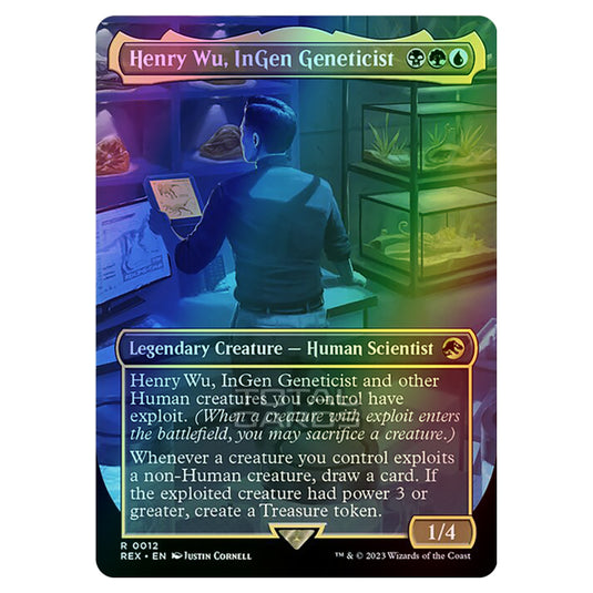 Magic The Gathering - The Lost Caverns of Ixalan - Jurassic World Collection - Henry Wu, InGen Geneticist (Borderless Card) - 0012 (Foil)