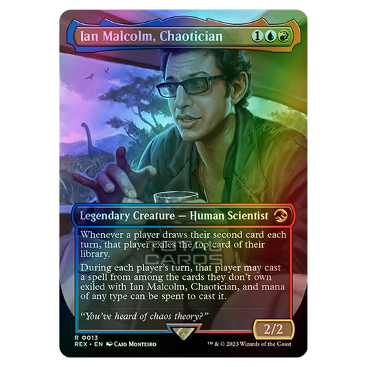 Magic The Gathering - The Lost Caverns of Ixalan - Jurassic World Collection - Ian Malcolm, Chaotician (Borderless Card) - 0013 (Foil)