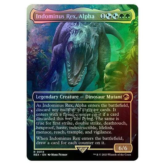 Magic The Gathering - The Lost Caverns of Ixalan - Jurassic World Collection - Indominus Rex, Alpha (Borderless Card) - 0014 (Foil)