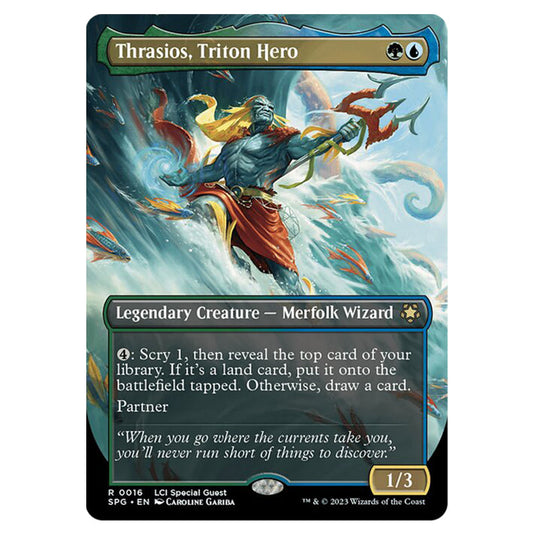 Thrasios, Triton Hero 0016 card from the Magic The Gathering set The Lost Caverns of Ixalan - Special Guests