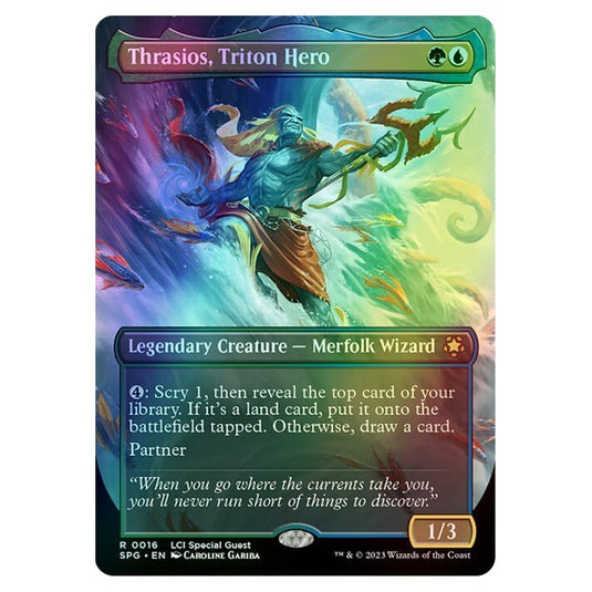 Thrasios, Triton Hero 0016 card from the Magic The Gathering set The Lost Caverns of Ixalan - Special Guests