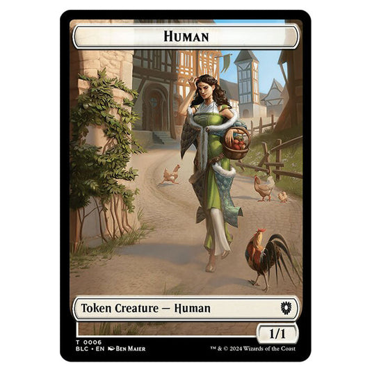 Human 0006 card from the Magic The Gathering set Bloomburrow Commander Tokens