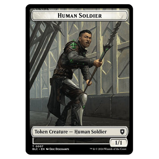 Human Soldier 0007 card from the Magic The Gathering set Bloomburrow Commander Tokens