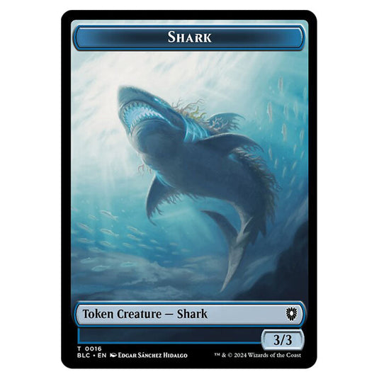 Shark 0016 card from the Magic The Gathering set Bloomburrow Commander Tokens