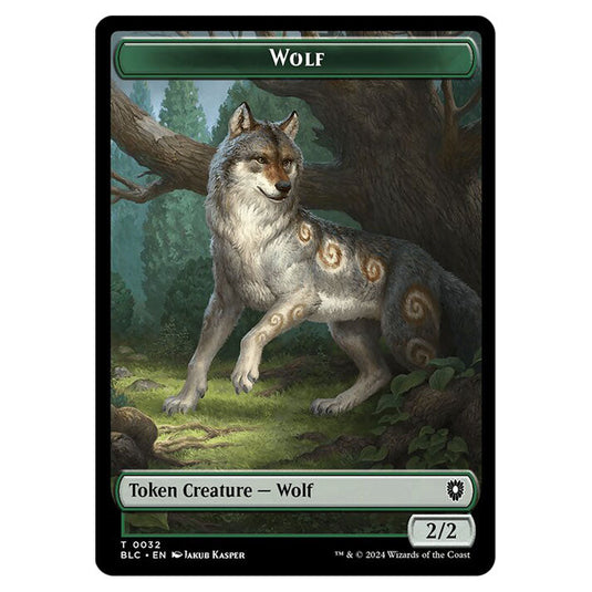 Wolf 0032 card from the Magic The Gathering set Bloomburrow Commander Tokens