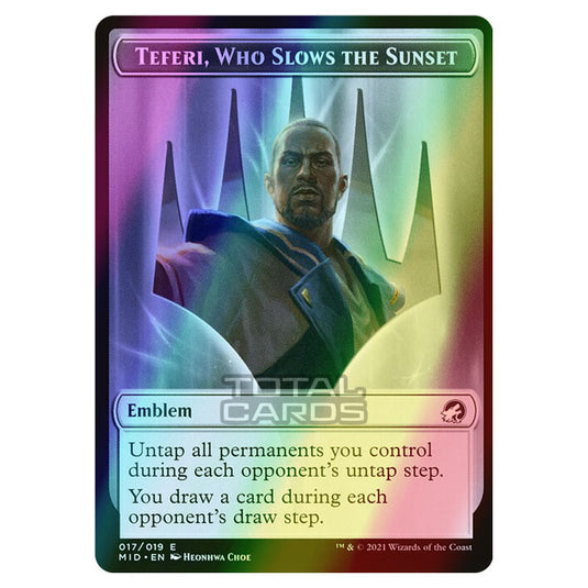 Magic The Gathering - Innistrad - Midnight Hunt - Teferi, Who Slows the Sunset Emblem - 17/20 (Foil)