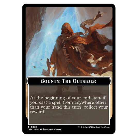Magic The Gathering - Outlaws of Thunder Junction - Commander Tokens - Bounty - The Outsider // Wanted! - 0036