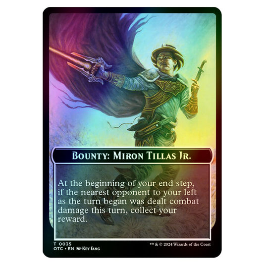 Magic The Gathering - Outlaws of Thunder Junction - Commander Tokens - Bounty - Miron Tillas Jr. // Wanted! - 0035 (Foil)