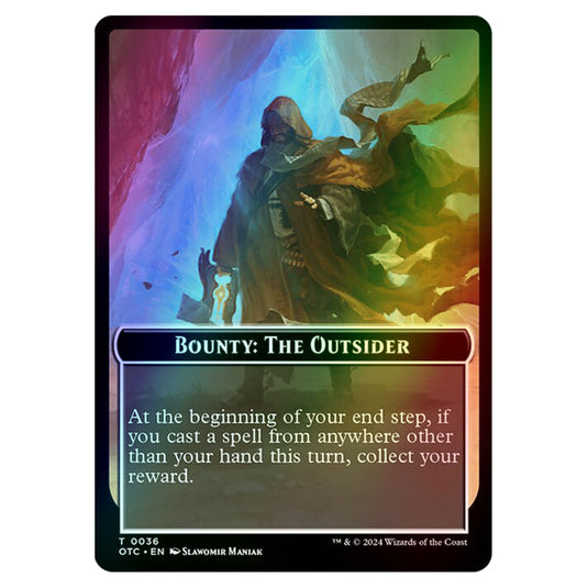 Magic The Gathering - Outlaws of Thunder Junction - Commander Tokens - Bounty - The Outsider // Wanted! - 0036 (Foil)