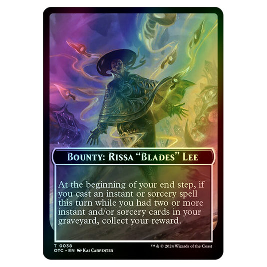 Magic The Gathering - Outlaws of Thunder Junction - Commander Tokens - Bounty - Rissa "Blades" Lee // Wanted! - 0038 (Foil)