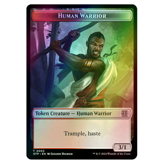 Magic The Gathering - Outlaws of Thunder Junction - Breaking News Tokens - Human Warrior - 0003 (Foil)