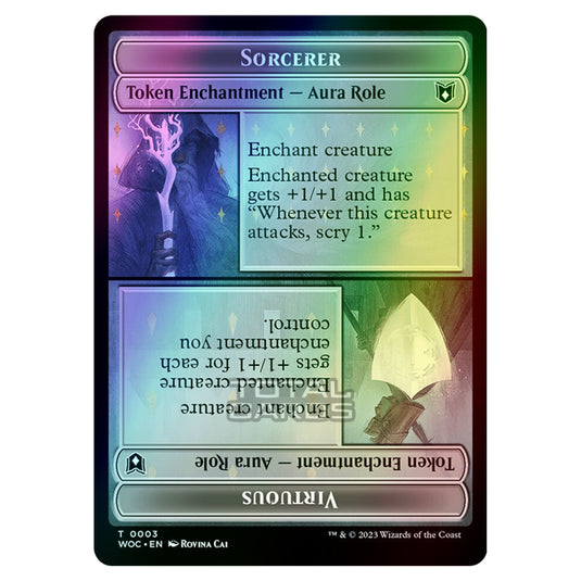 Magic The Gathering - Wilds of Eldraine - Commander Tokens - Sorceror / Virtuous - 0003 (Foil)