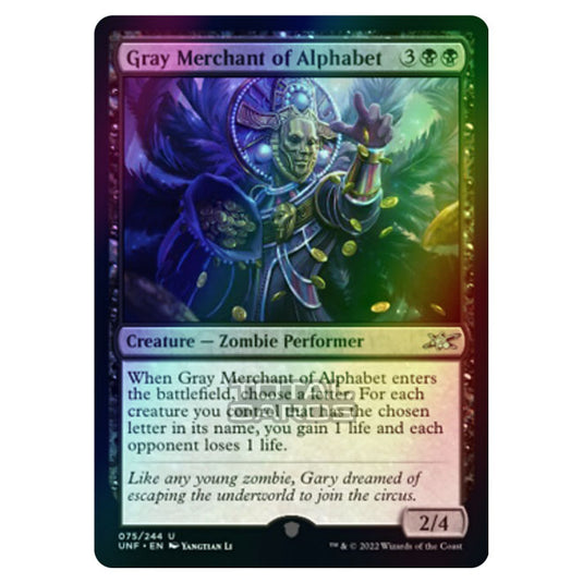 Magic The Gathering - Unfinity - Gray Merchant of Alphabet - 075/244 (Foil)