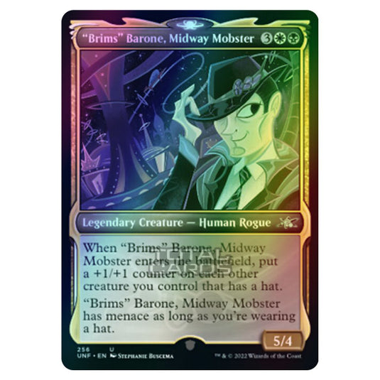 Magic The Gathering - Unfinity - "Brims" Barone, Midway Mobster (Showcase Card) - 256/244 (Foil)