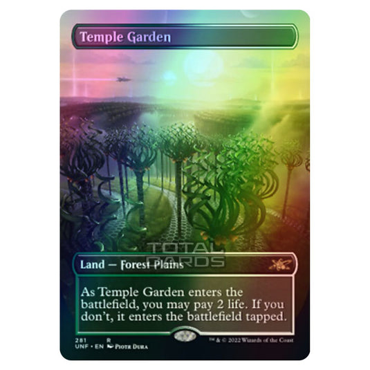 Magic The Gathering - Unfinity - Temple Garden (Alternate-Art Borderless Card) - 281/244 (Foil)