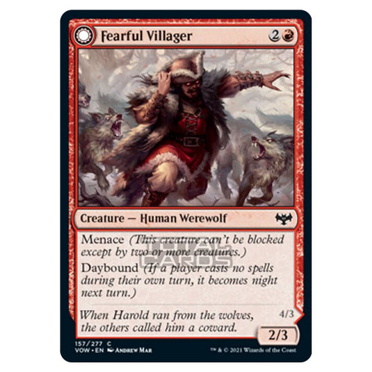 Magic The Gathering - Innistrad - Crimson Vow - Fearful Villager // Fearsome Werewolf - 157/277