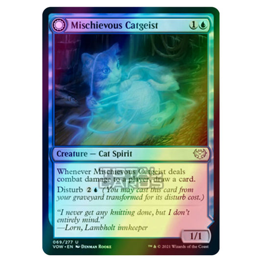 Magic The Gathering - Innistrad - Crimson Vow - Mischievous Catgeist // Catlike Curiosity - 69/277 (Foil)