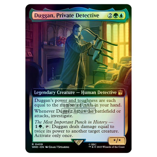 Magic The Gathering - Universes Beyond - Doctor Who - Duggan, Private Detective (Extended Art) - 0409 (Foil)