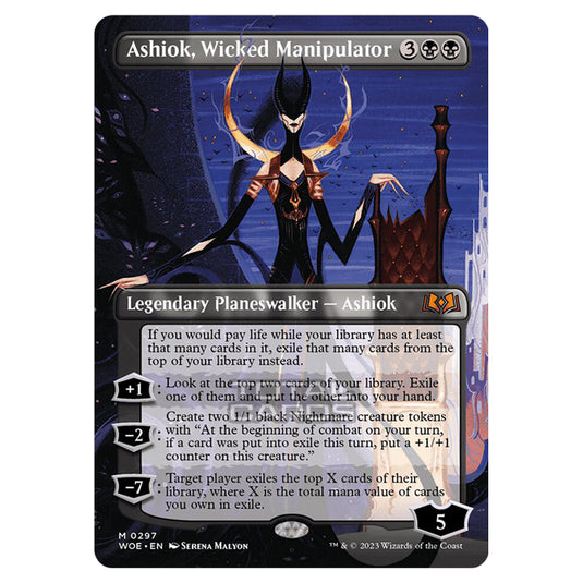 Magic The Gathering - Wilds of Eldraine - Ashiok, Wicked Manipulator (Borderless Planeswalker) - 297