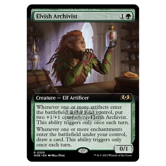 Magic The Gathering - Wilds of Eldraine - Elvish Archivist (Extended Art Card) - 355