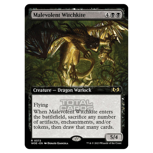 Magic The Gathering - Wilds of Eldraine - Malevolent Witchkite (Extended Art Card) - 372