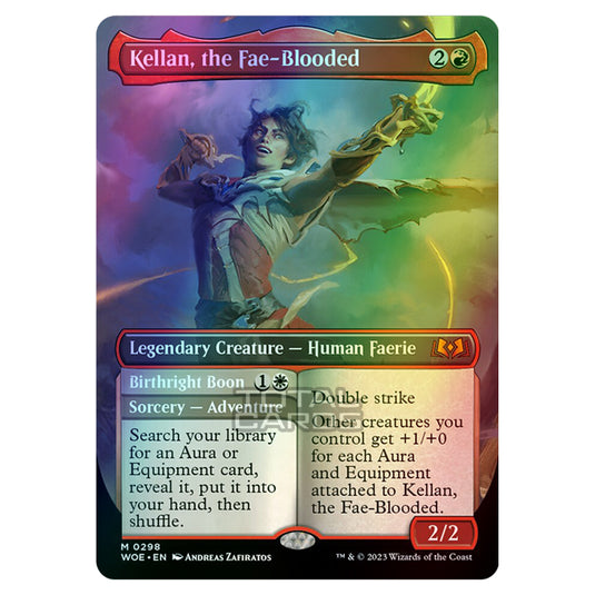 Magic The Gathering - Wilds of Eldraine - Kellan, the Fae-Blooded / Birthright Boon (Alternate-Art Borderless Card) - 298 (Foil)